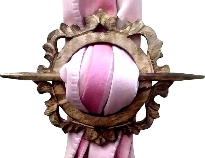 Arabian Motif Ornate Wooden Drapery Holdback Rings (Pair)