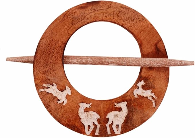Woodland Stag Hand-Carved Wooden Drapery Holdbacks (Pair)
