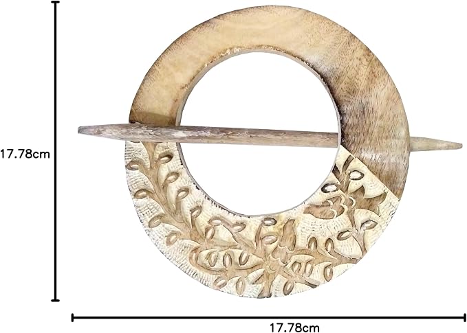Floral Circle Carved Wooden Drapery Holdbacks with Pin (Pair)