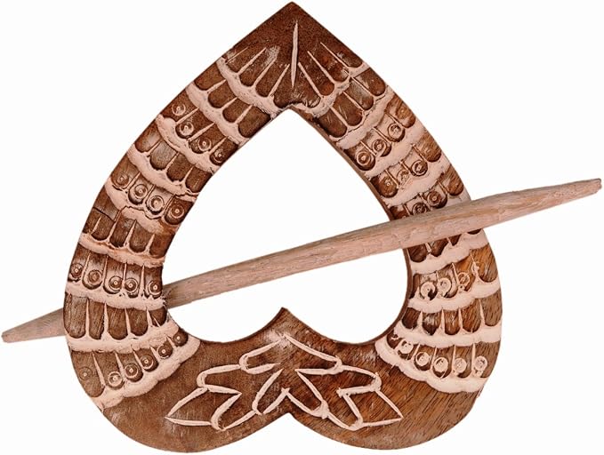 Loving Heart Wooden Curtain Holdback Rings with Stick (Pair)