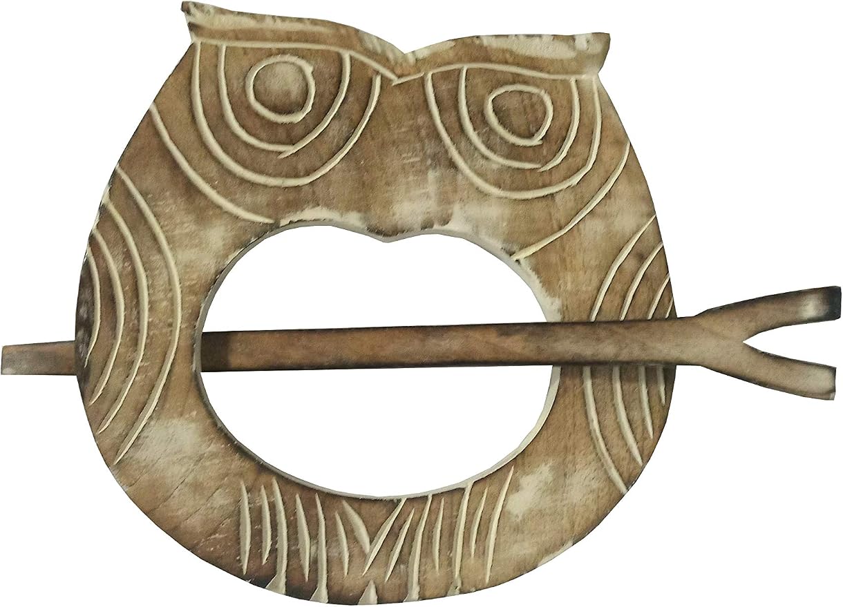 Night Owl Rustic Wooden Curtain Holdbacks with Locking Pin (Pair)