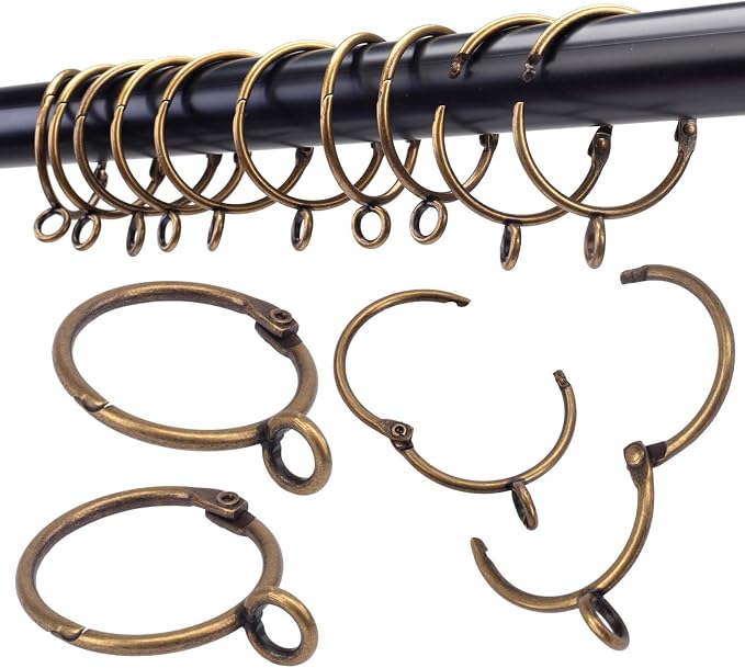 Vintage Bronze Openable Curtain Rings with Eyelet – 25mm (Pack of 24)