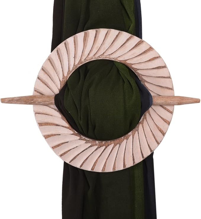 Mystic Spiral Artisan Wooden Curtain Tieback Rings (Pair)
