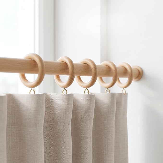Natural Beechwood Curtain Pole Rings – 1.25" Inner Dia (Pack of 12)