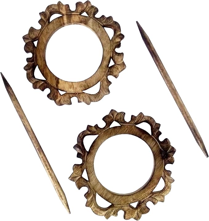 Arabian Motif Ornate Wooden Drapery Holdback Rings (Pair)