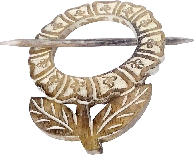 Window Blossom Carved Wooden Curtain Tieback Rings with Pin (Pair)