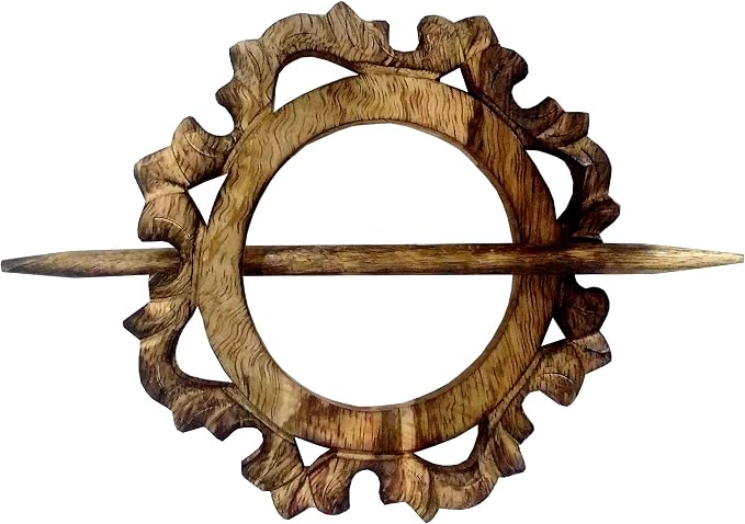 Arabian Motif Ornate Wooden Drapery Holdback Rings (Pair)