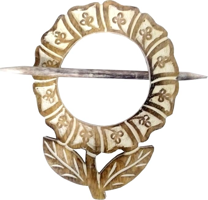 Window Blossom Carved Wooden Curtain Tieback Rings with Pin (Pair)