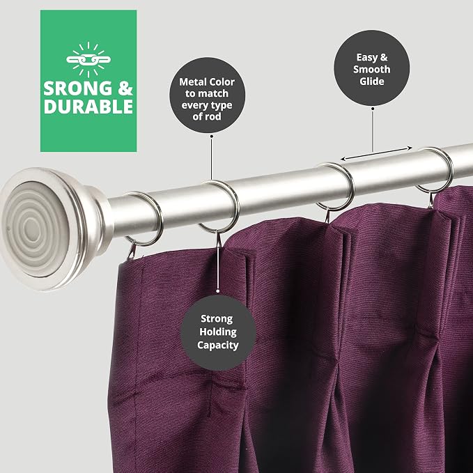 Metal Eyelet Curtain Pole Rings with Hanging Hooks – 38mm (Pack of 50, Silver)