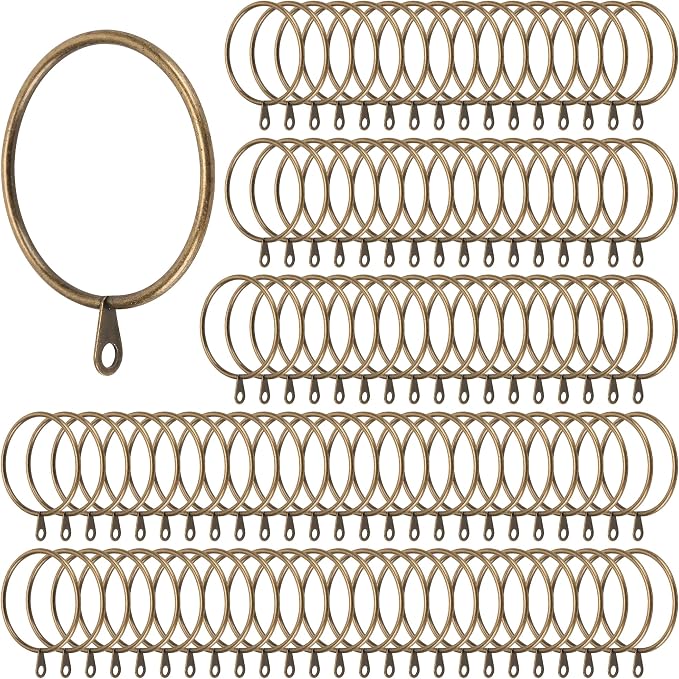 Classic Metal Curtain Pole Rings – 50mm Inner Dia (Pack of 100, Antique Brass)