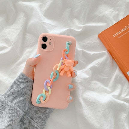 3D Bear Wrist Chain Cute Phone Cases For Galaxy 