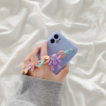 3D Bear Wrist Chain Cute Phone Cases For Galaxy 