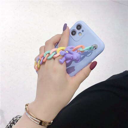 3D Bear Wrist Chain Cute Phone Cases For Galaxy 