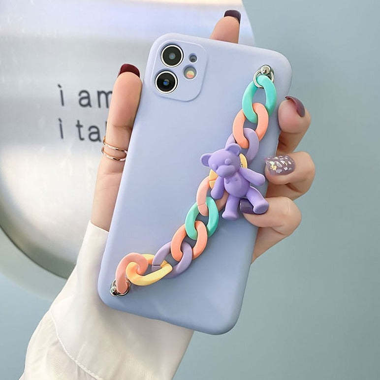 3D Bear Wrist Chain Cute Phone Cases For Galaxy 