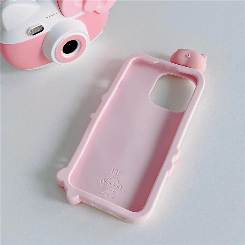3D Pink Pig Cute iPhone Cases