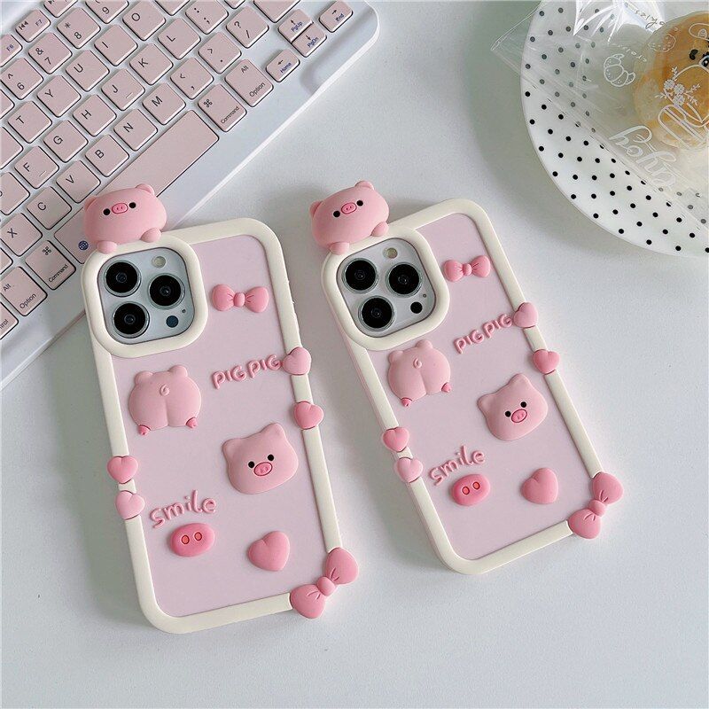 3D Pink Pig Cute iPhone Cases
