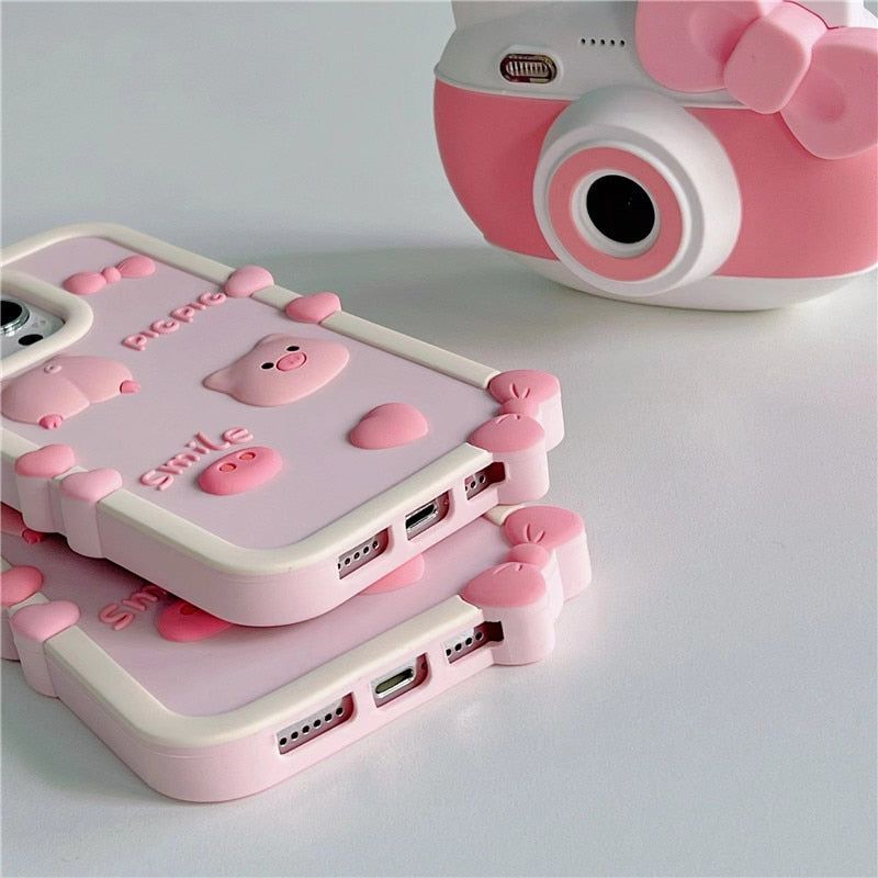 3D Pink Pig Cute iPhone Cases