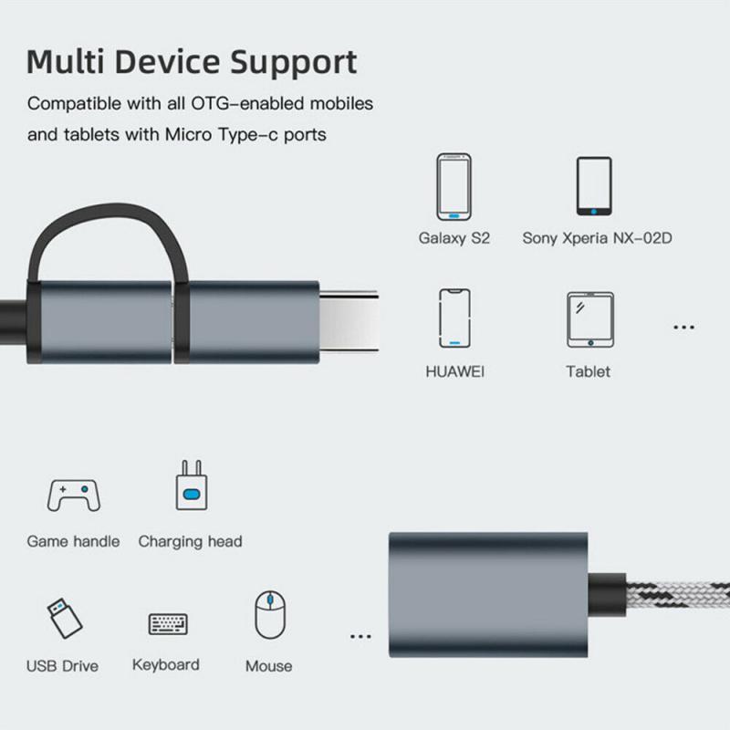 Type-C Micro USB to USB 3.0 2 In 1 Adapter