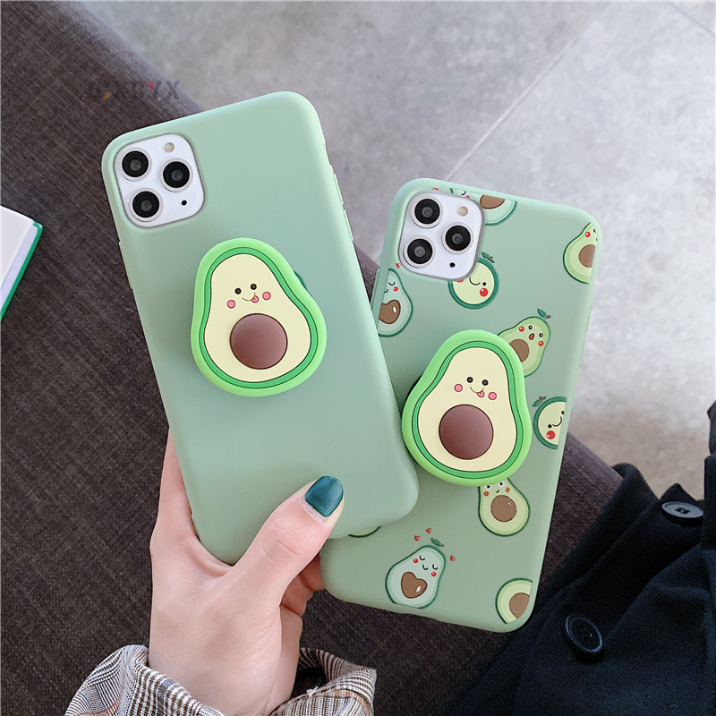 3D Luxury Cute Avocado Soft Silicone Case for iPhone