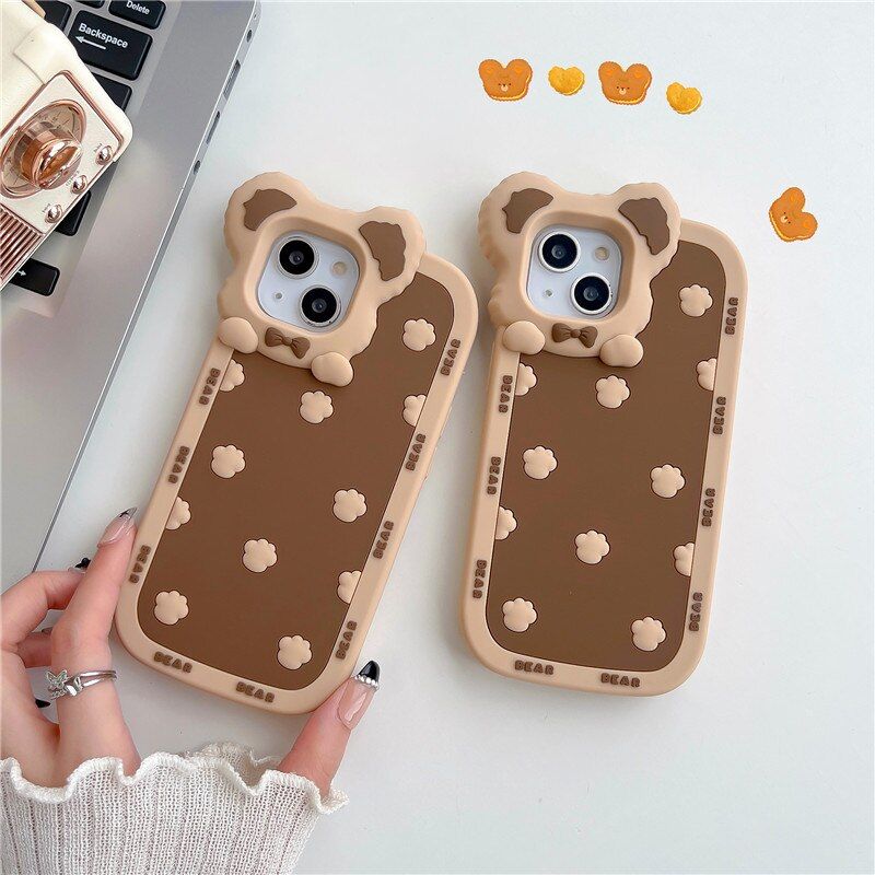 Adorable Brown Cartoon 3D Bear Ear Cute iPhone Cases