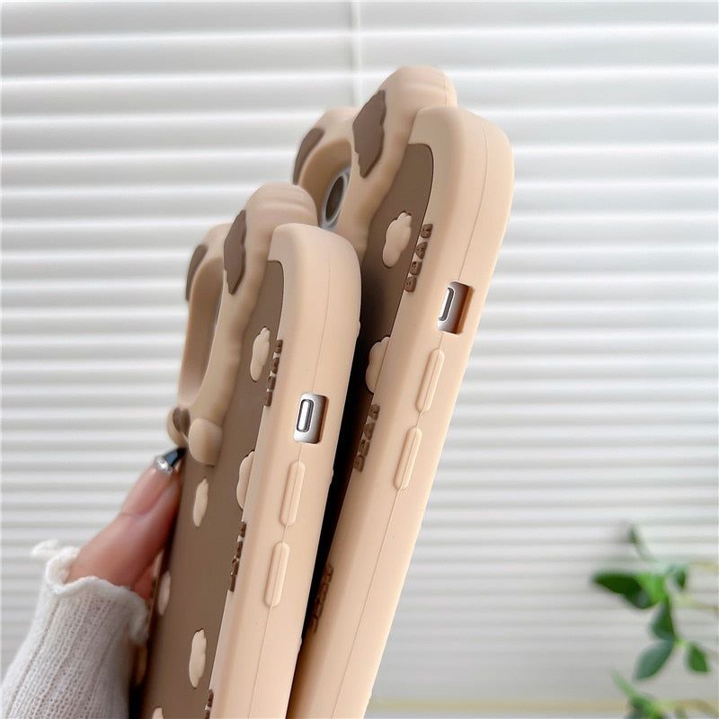 Adorable Brown Cartoon 3D Bear Ear Cute iPhone Cases