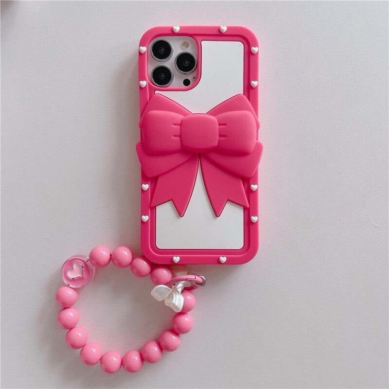 Big Bowknot iPhone Cases With beads Lanyard