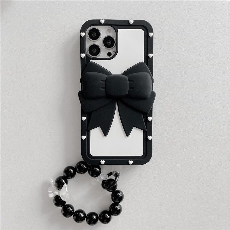 Big Bowknot iPhone Cases With beads Lanyard