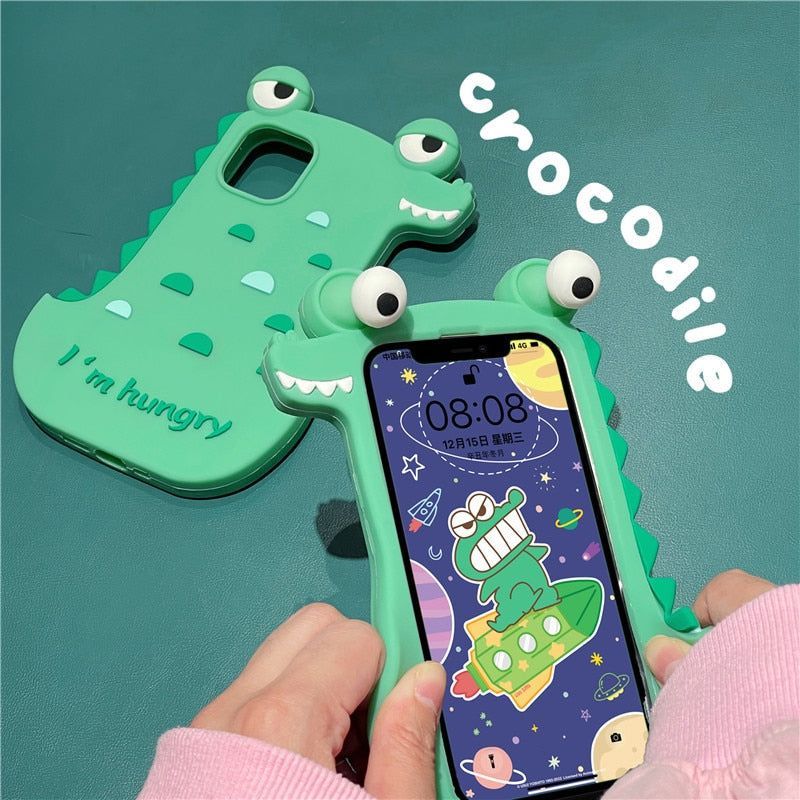 Cartoon 3D Crocodile Cute iPhone Cases