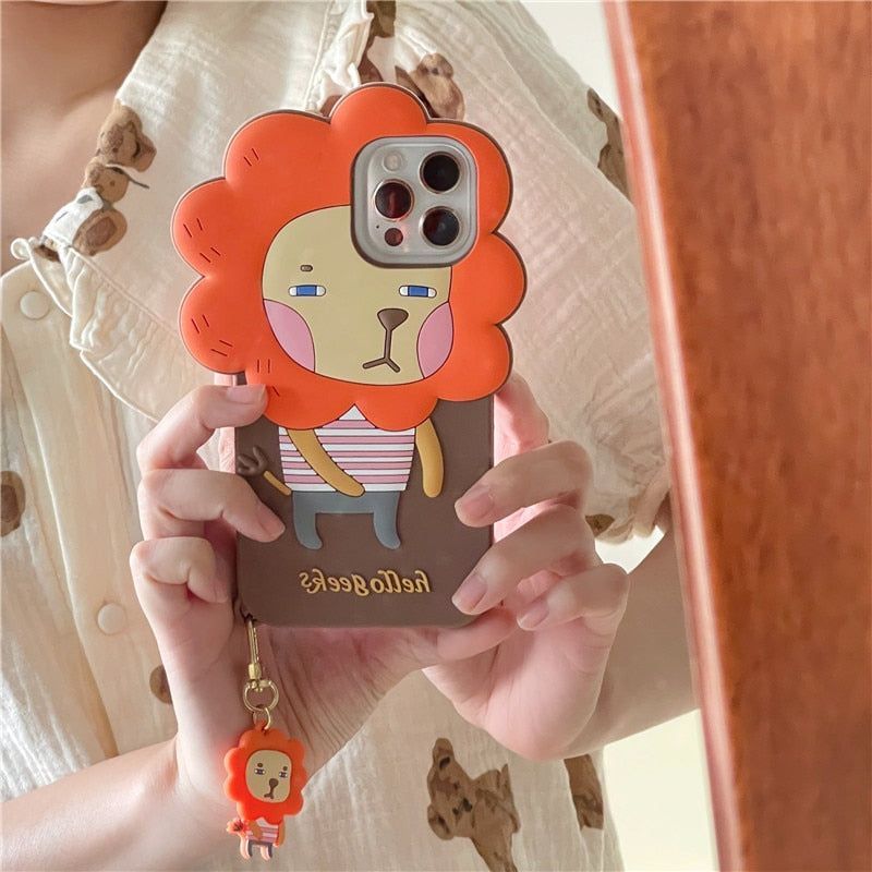 Cartoon Lion 3D Cute iPhone Cases