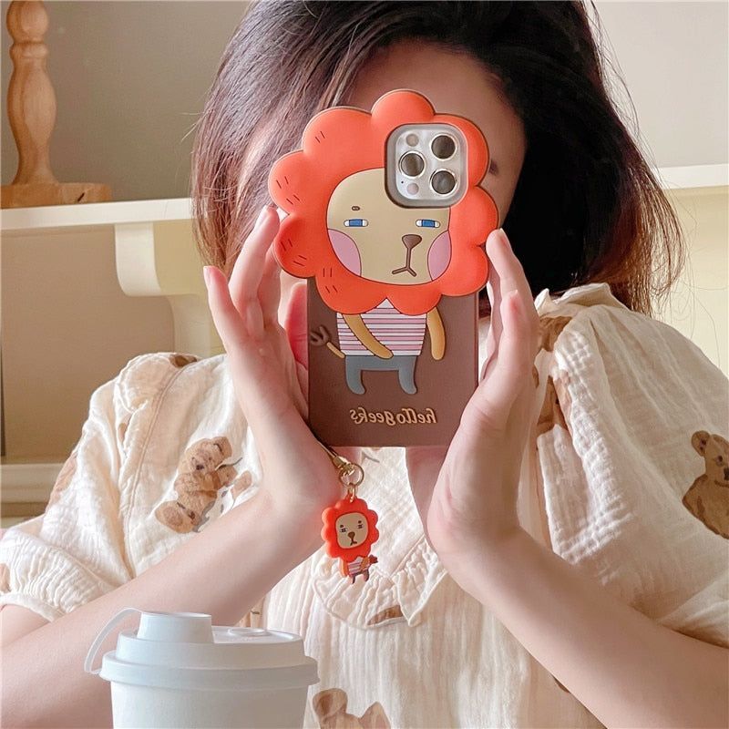 Cartoon Lion 3D Cute iPhone Cases