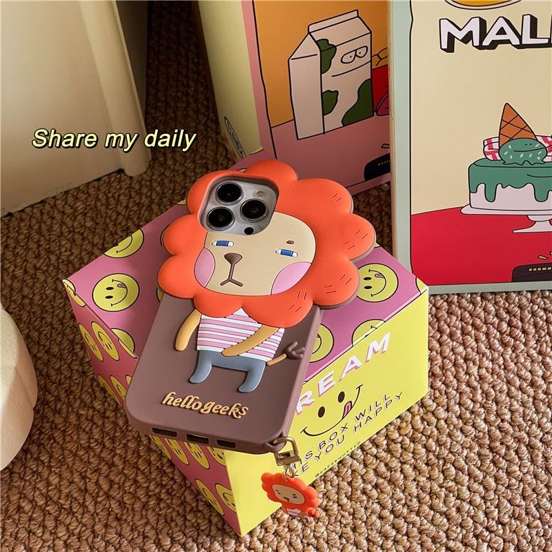 Cartoon Lion 3D Cute iPhone Cases