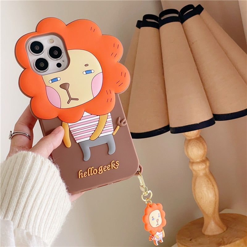 Cartoon Lion 3D Cute iPhone Cases