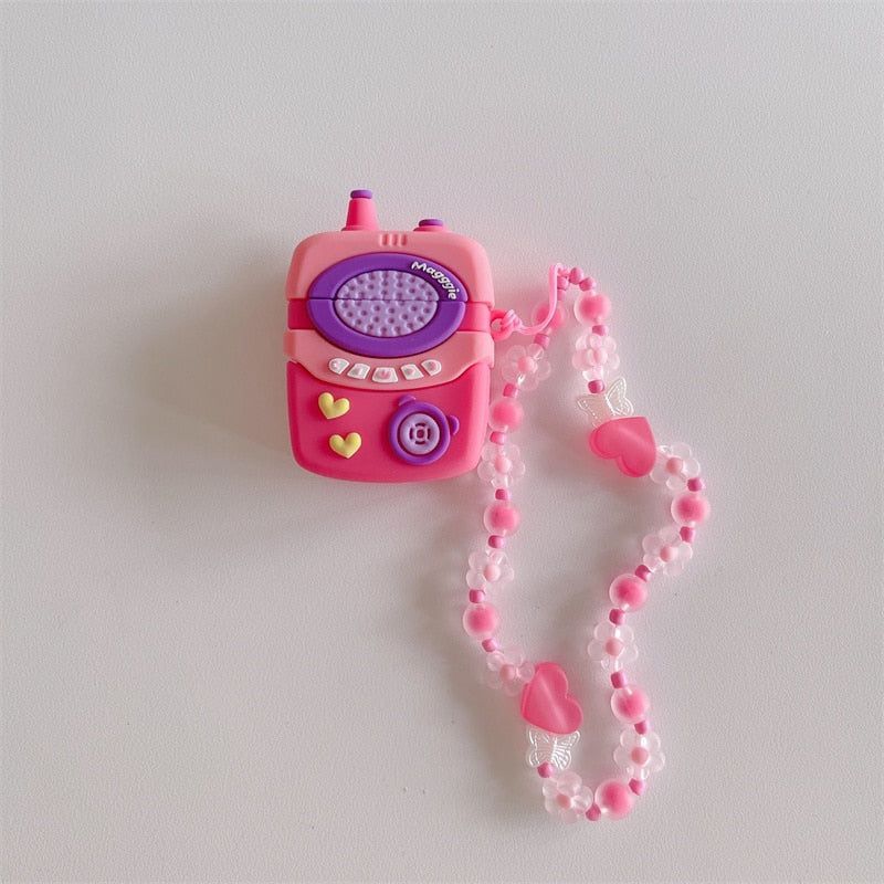 Cute Heart Intercom 3D Airpods Case with Lanyard