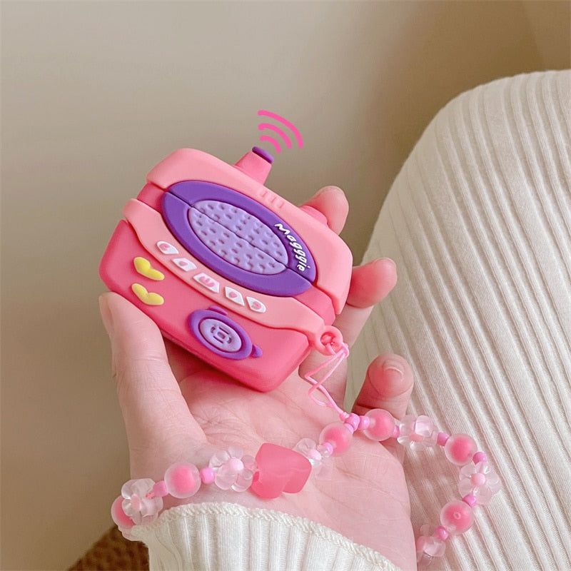 Cute Heart Intercom 3D Airpods Case with Lanyard