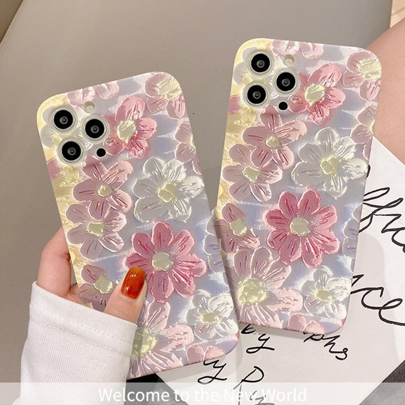 Luxury Fashion Painting Flowers Cute iPhone Cases 