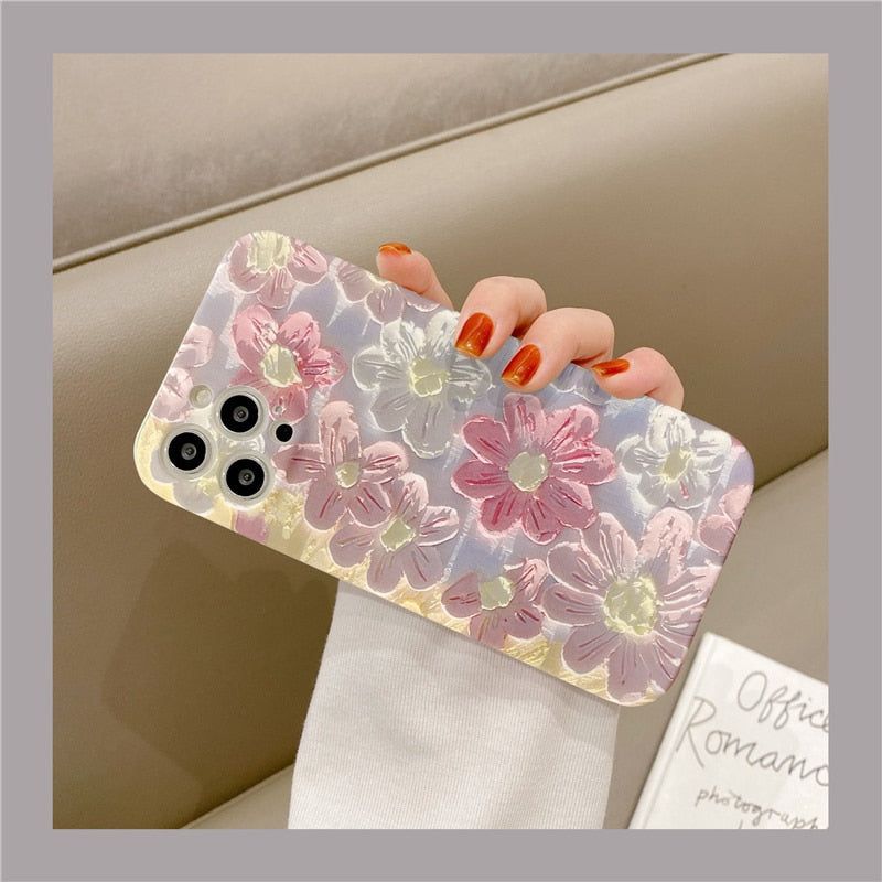 Luxury Fashion Painting Flowers Cute iPhone Cases 