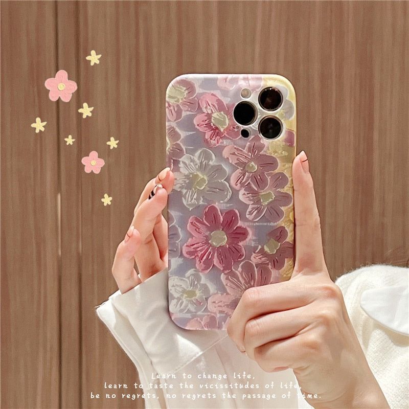 Luxury Fashion Painting Flowers Cute iPhone Cases 