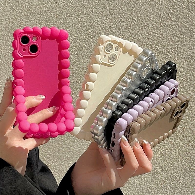 Popular Wavy Border iPhone Cases With Stand Holder 