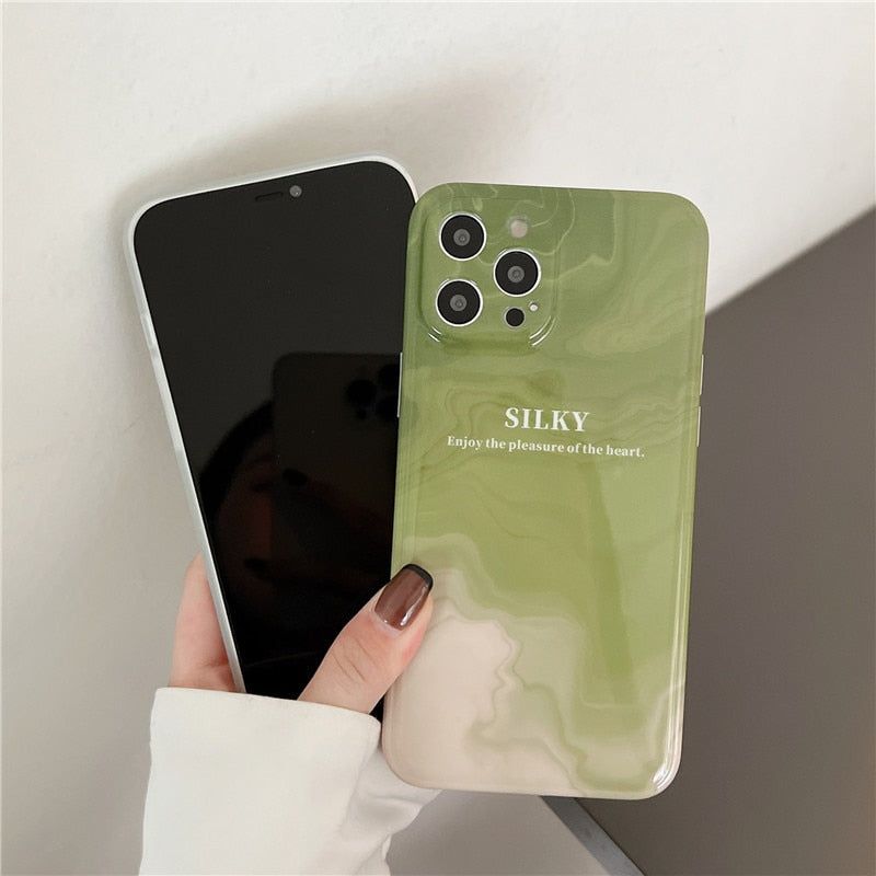 Retro Matcha Green Painting Cute iPhone Cases