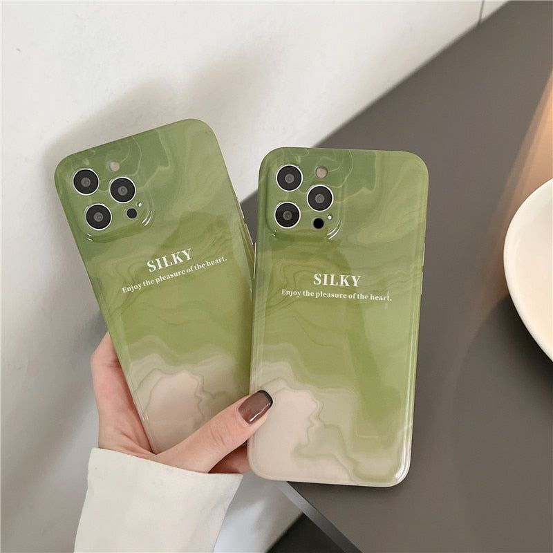 Retro Matcha Green Painting Cute iPhone Cases