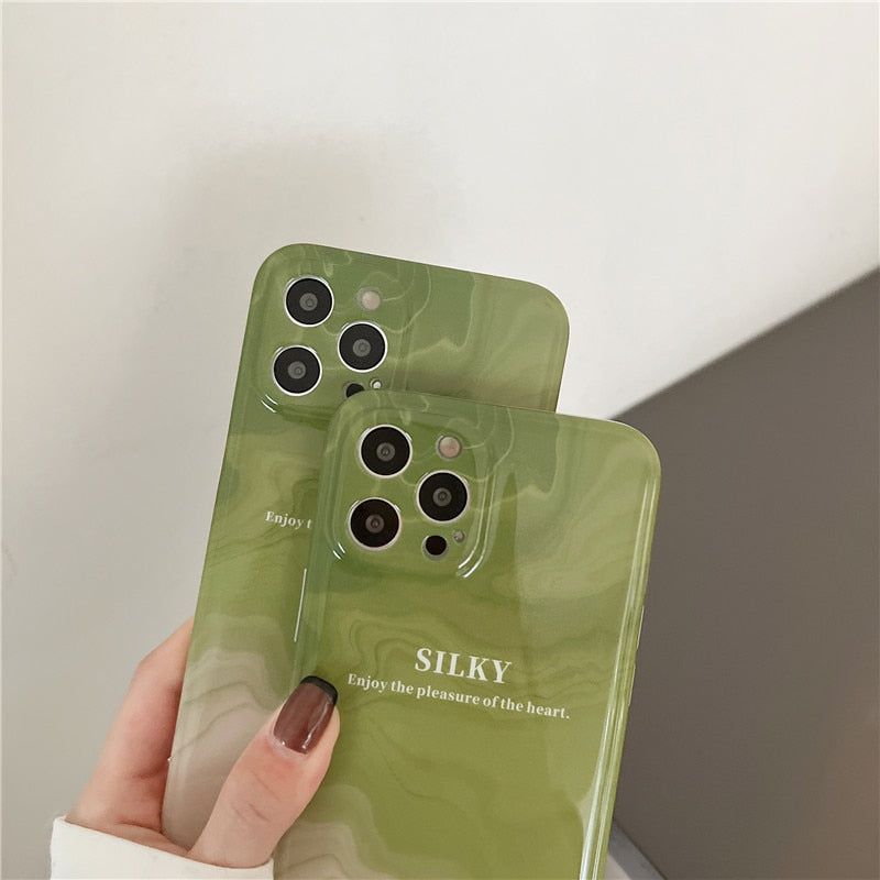 Retro Matcha Green Painting Cute iPhone Cases