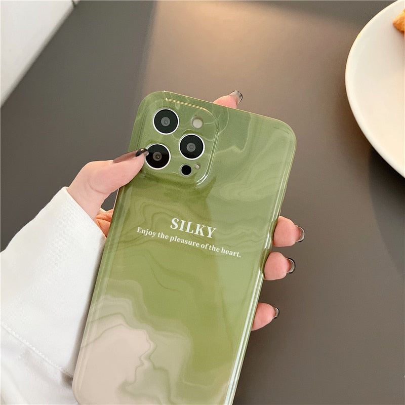 Retro Matcha Green Painting Cute iPhone Cases