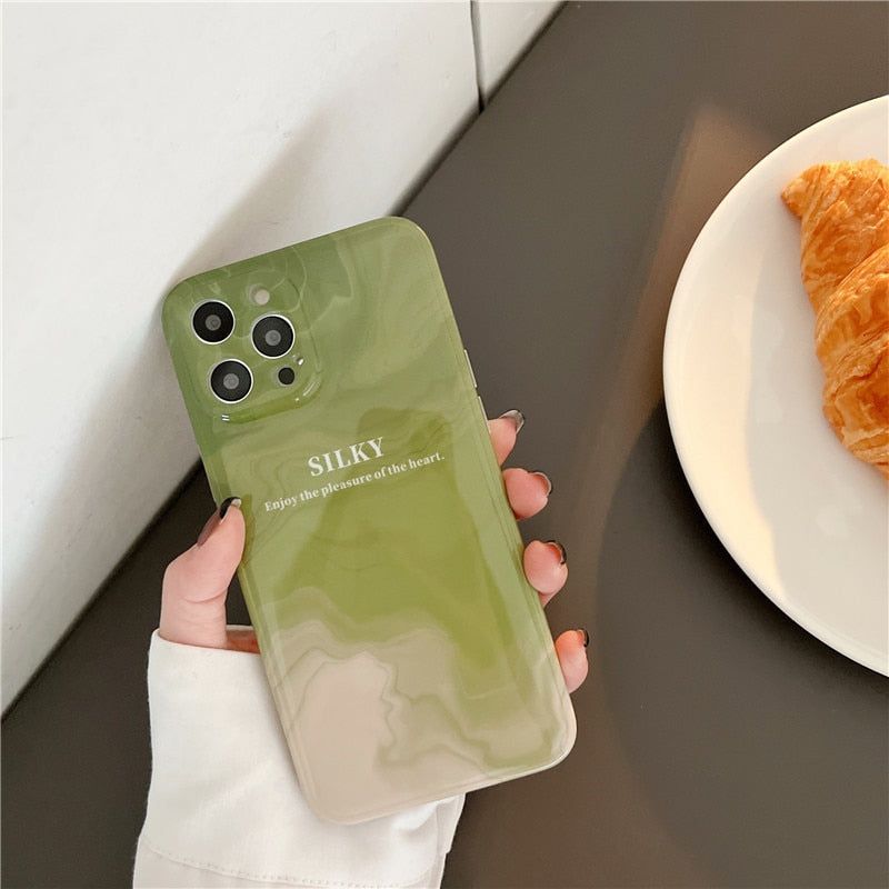 Retro Matcha Green Painting Cute iPhone Cases
