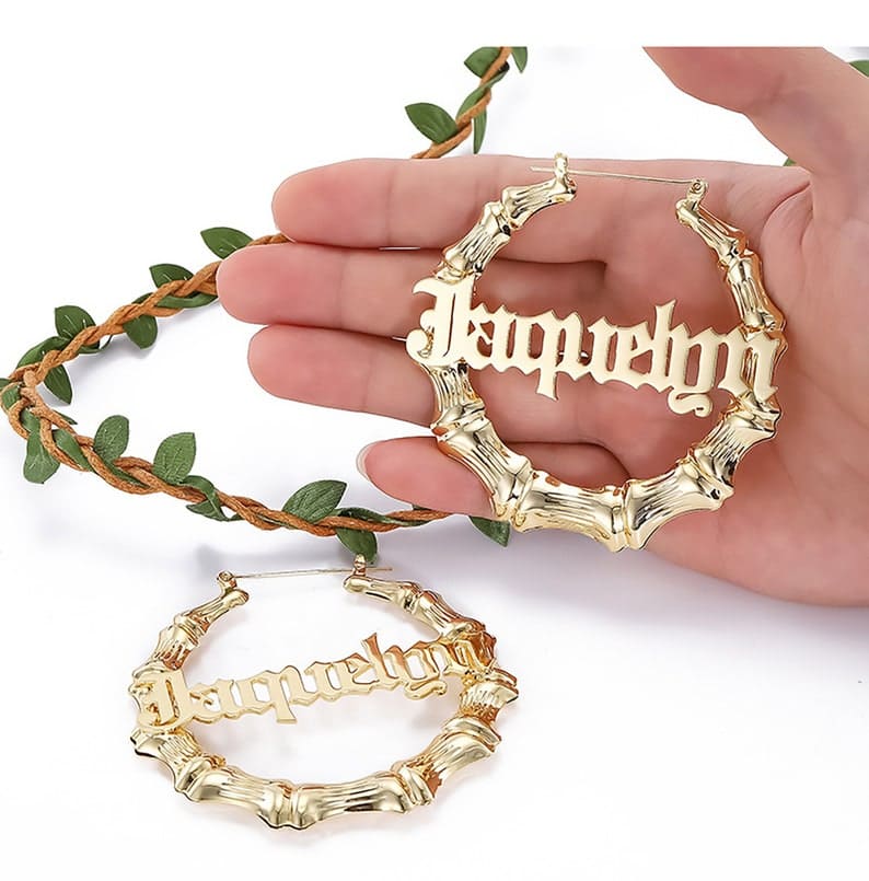 personalized bamboo earrings