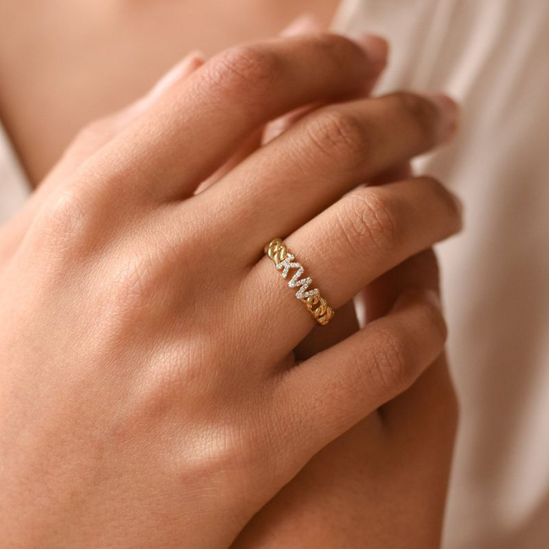 925 Silver Openwork Link Name Full Diamond Ring