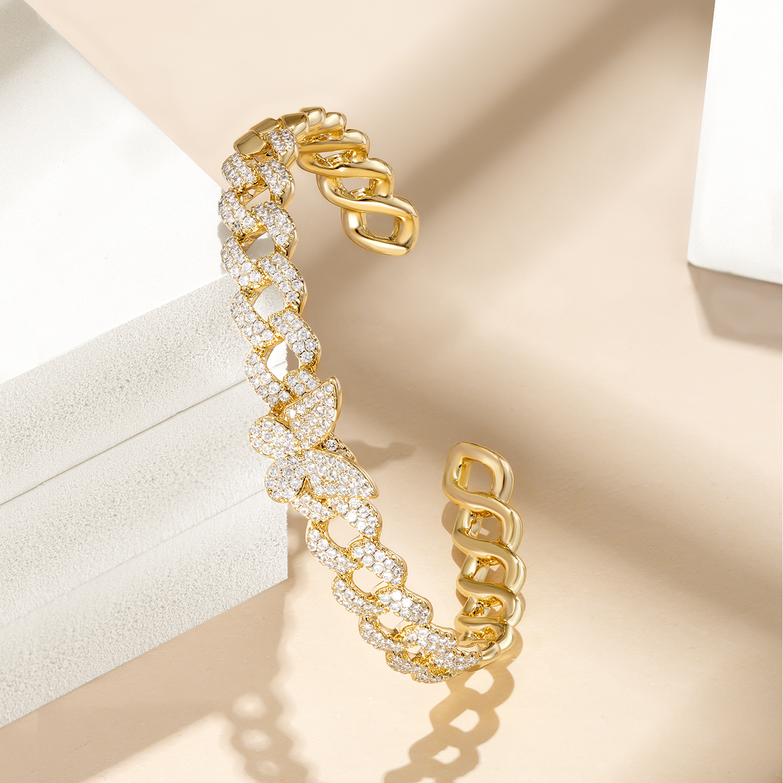 8MM Butterfly Cuban Bracelet Open Bangle Link Chains 