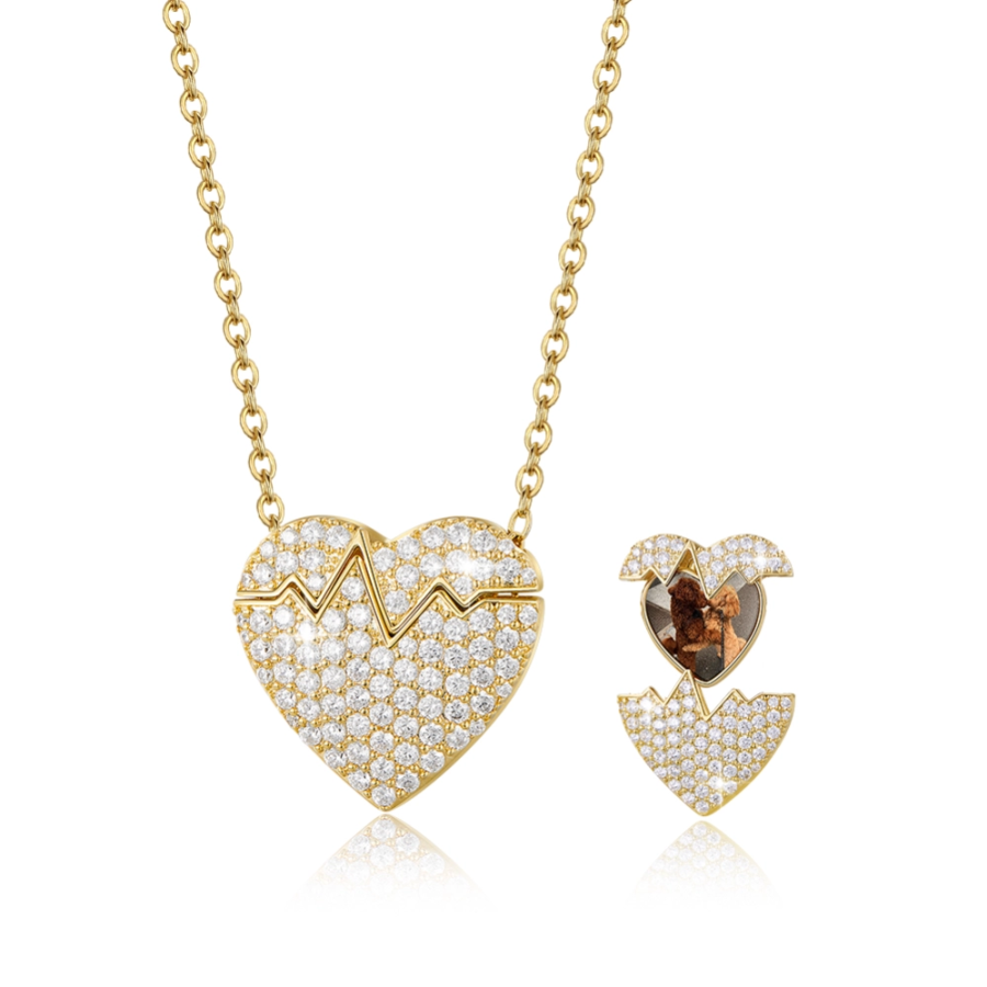Customized Gold Heart Shaped Necklace With Picture