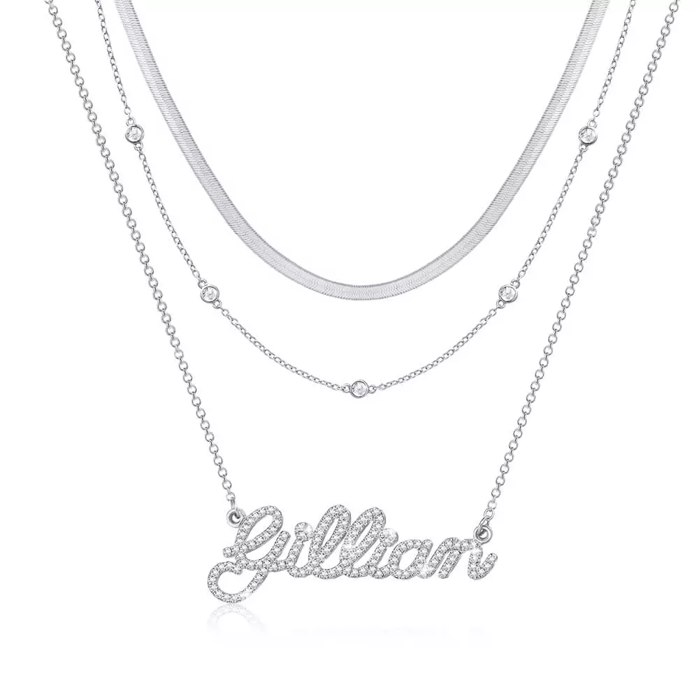 Sterling Silver Layered Name Necklace