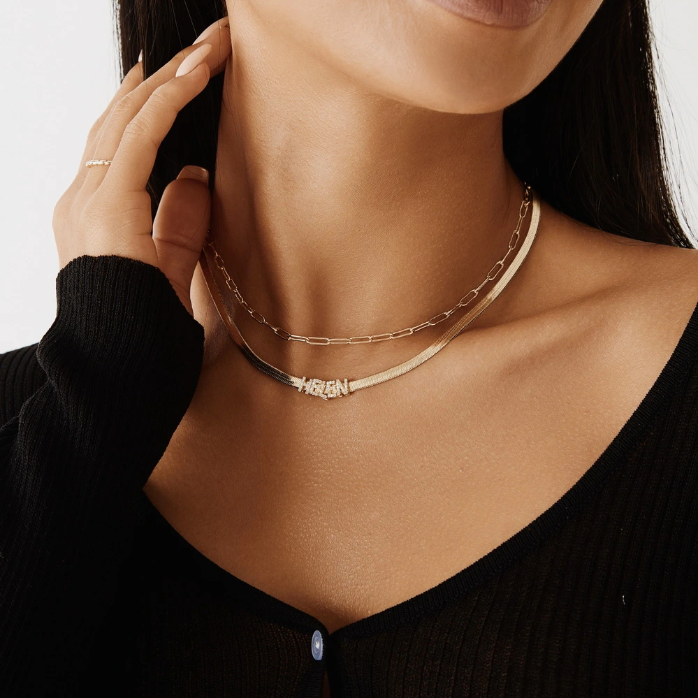 Custom Initial Name Snake Chain Necklace