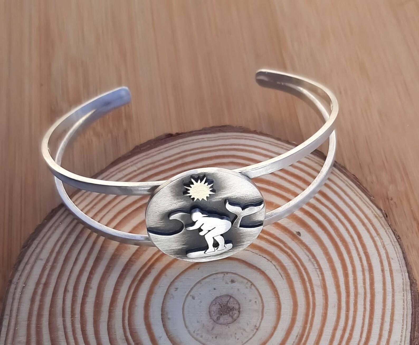 Custom Sporty Silver cuff Bracelet 